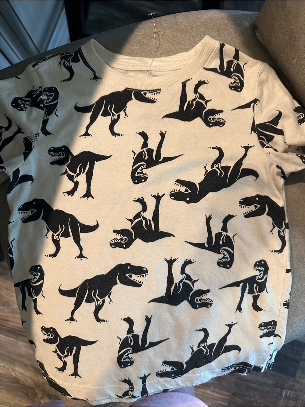 Cat & Jack Cream Tee with Black Dinosaur Print